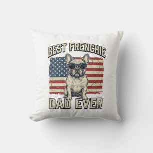 Vintage Frenchie Papa Amerikaanse Vlag Kussen