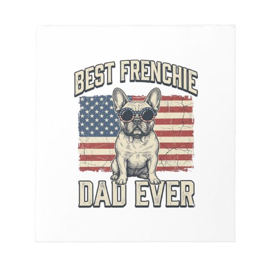 Vintage Frenchie Papa Amerikaanse Vlag Notitieblok (Voorkant)