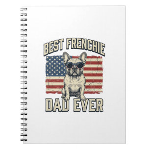 Vintage Frenchie Papa Amerikaanse Vlag Notitieboek