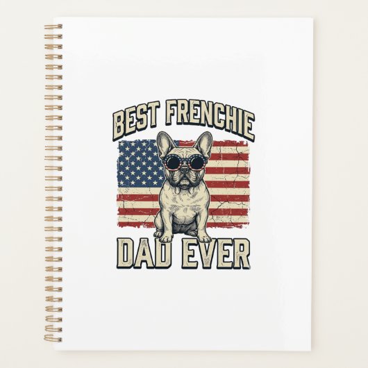 Vintage Frenchie Papa Amerikaanse Vlag Planner (Voorkant)