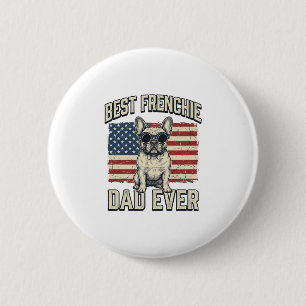 Vintage Frenchie Papa Amerikaanse Vlag Ronde Button 5,7 Cm