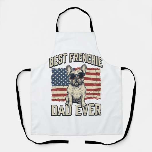 Vintage Frenchie Papa Amerikaanse Vlag Schort (Voorkant)