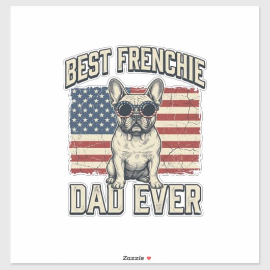 Vintage Frenchie Papa Amerikaanse Vlag Sticker (Vel)