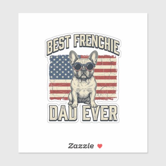 Vintage Frenchie Papa Amerikaanse Vlag Sticker (Vel)