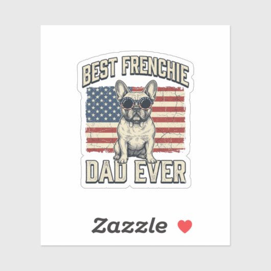 Vintage Frenchie Papa Amerikaanse Vlag Sticker (Vel)