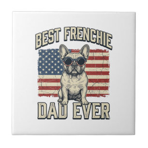Vintage Frenchie Papa Amerikaanse Vlag Tegeltje