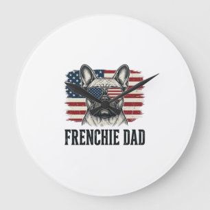 Vintage Frenchie Papa Patriottische Bulldog Shirt_ Grote Klok