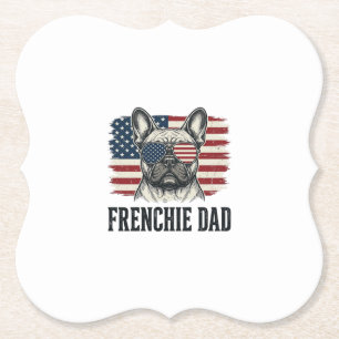 Vintage Frenchie Papa Patriottische Bulldog Shirt_ Kartonnen Onderzetters