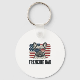 Vintage Frenchie Papa Patriottische Bulldog Shirt_ Sleutelhanger