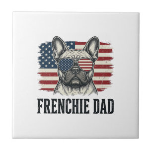 Vintage Frenchie Papa Patriottische Bulldog Shirt_ Tegeltje