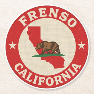 Vintage Frenso, Californië cadeaus Ronde Kartonnen Onderzetter