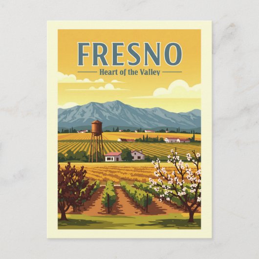 Vintage Fresno Briefkaart (Voorkant)