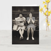 Vintage Friends Laughing Together Kaart (Gele Bloem)