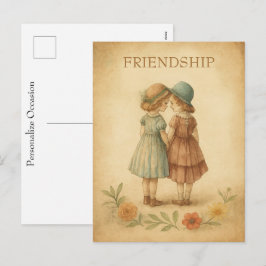 Vintage Friendship Timeless Floral Art Remembering Feestdagenkaart
