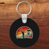 Vintage frisbeegolfspeler sport discgolf schets A Sleutelhanger (Voorkant)