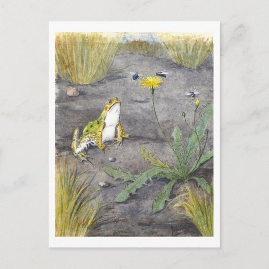 Vintage Frog and Dandelion Briefkaart (Voorkant)