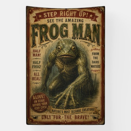 Vintage Frog Man Freak Sideshow Banner (Verticaal)