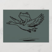 Vintage Frog Riding Goose Nature Whimsical Animal  Kaart (Voorkant)