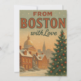 Vintage From Boston With Love Christmas Feestdagenkaart