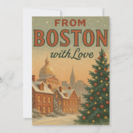 Vintage From Boston With Love Christmas Feestdagenkaart