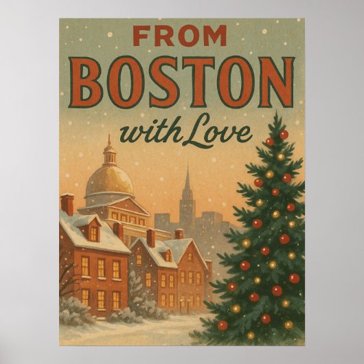Vintage From Boston With Love Christmas  Poster (Voorkant)