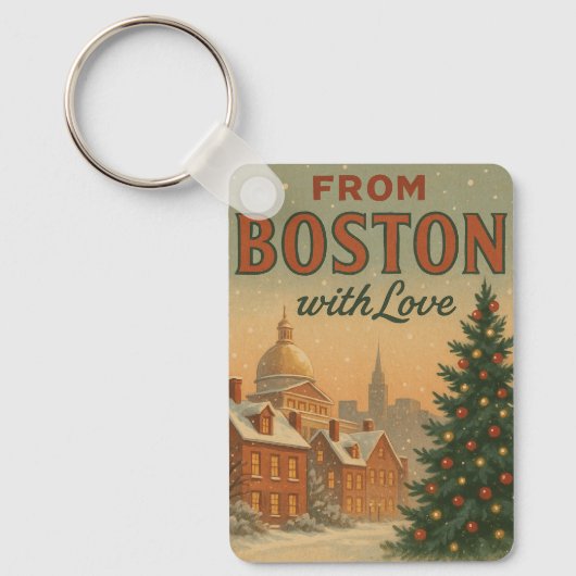 Vintage From Boston With Love Christmas  Sleutelhanger (Voorkant)