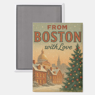 Vintage From Boston With Love Kerstmis Magneet