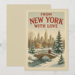 Vintage From New York With Love Christmas  Feestdagenkaart