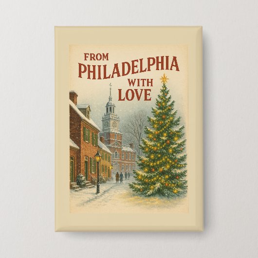 Vintage From Philadelphia With Love Christmas Button (Voorkant)