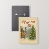 Vintage From Philadelphia With Love Christmas Button (Voorkant / Achterkant)