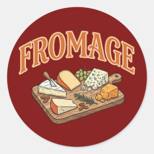 Vintage Fromage Franse Kaas Charcuterie Grafisch Ronde Sticker
