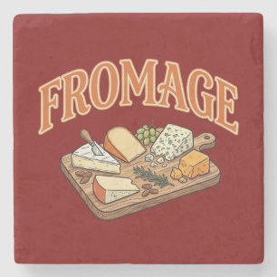 Vintage Fromage Franse Kaas Charcuterie Grafisch Stenen Onderzetter