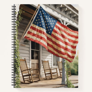 Vintage Front Porch Flag, Retro American Flag, Notitieboek