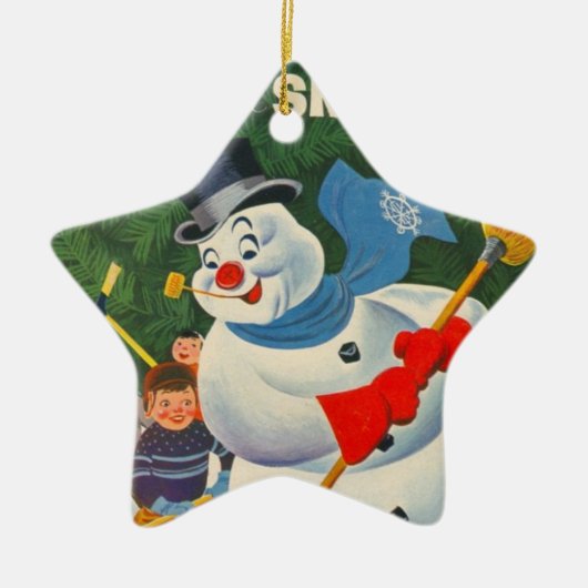 Vintage Frosty Keramisch Ornament (Voorkant)