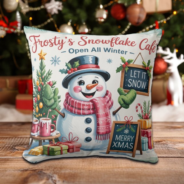 Vintage Frosty's Sneeuwvlok Cafe Kussen (Creator heeft geüpload)