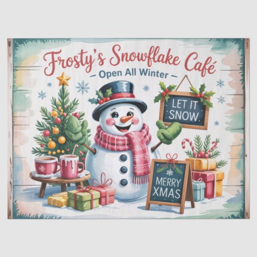 Vintage Frosty's Sneeuwvlok Cafe Tissuepapier (Voorkant)
