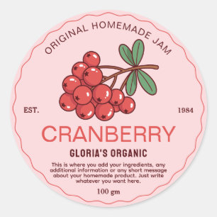 Vintage Fruit Cranberryjam Huisgemaakt Product Ronde Sticker