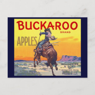Vintage Fruit Crate Label Art, Buckaroo Apples Briefkaart