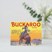 Vintage Fruit Crate Label Art, Buckaroo Apples Briefkaart (Staand voorkant)