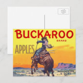 Vintage Fruit Crate Label Art, Buckaroo Apples Briefkaart (Voorkant / Achterkant)