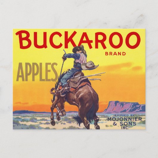 Vintage Fruit Crate Label Art, Buckaroo Apples Briefkaart (Voorkant)