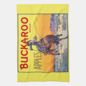 Vintage Fruit Crate Label Art, Buckaroo Apples Theedoek (Verticaal)
