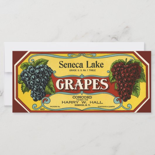 Vintage Fruit Crate Label Art, Seneca Lake Grapes (Voorkant)