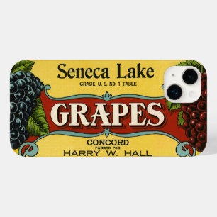 Vintage Fruit Crate Label Art, Seneca Lake Grapes Case-Mate iPhone Case