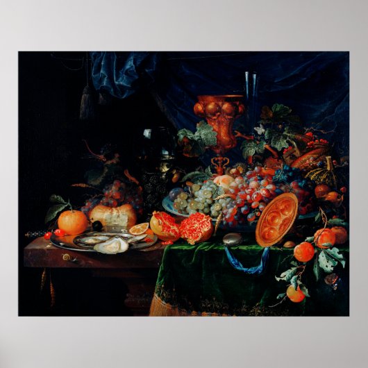 Vintage Fruit en Oesters Olieverfprint Poster (Voorkant)