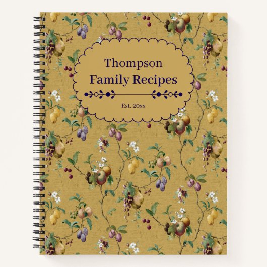 Vintage Fruit Pattern Recipe Notitieboek (Voorkant)