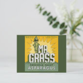 Vintage fruitkrattenlabel Art de heer Grass Aspara Briefkaart (Staand voorkant)