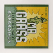 Vintage fruitkrattenlabel Art de heer Grass Aspara Legpuzzel (Horizontaal)