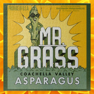 Vintage fruitkrattenlabel Art de heer Grass Aspara Legpuzzel