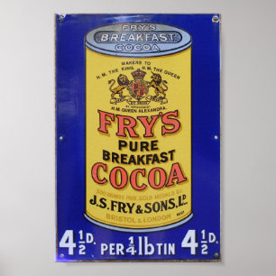 Vintage Fry's Pure Breakfast Cacao Advertisement Poster